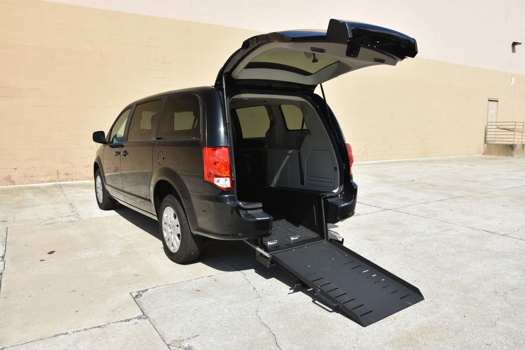 2018 Dodge Grand Caravan in Black with Rear Entry Ramp Conversion