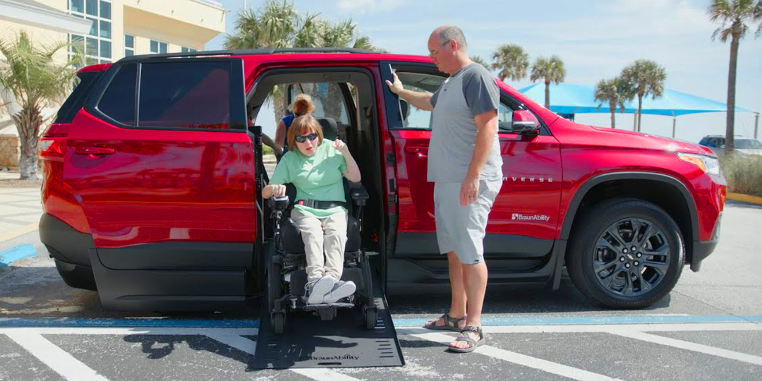 Wheelchair Accessible SUV BraunAbility Chevy Traverse with Wheelchair User