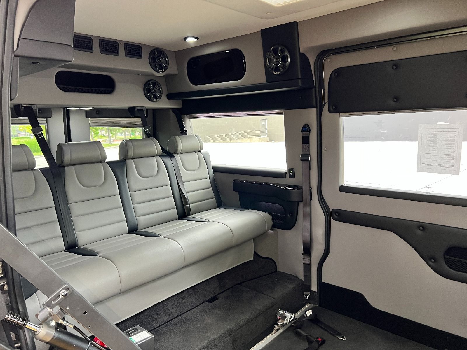 Interior and rear bench of Ram ProMaster Full Size Wheelchair Van with Tempest X-HT Conversion