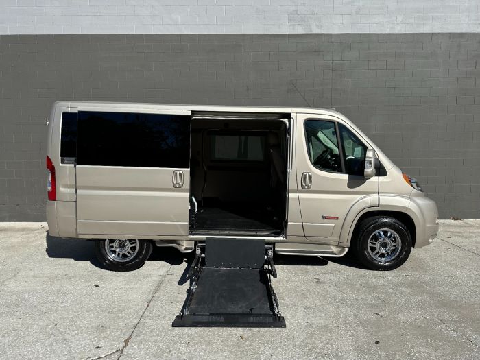 Ram ProMaster Mid Size Wheelchair Van with Tempest X Conversion with lift deployed